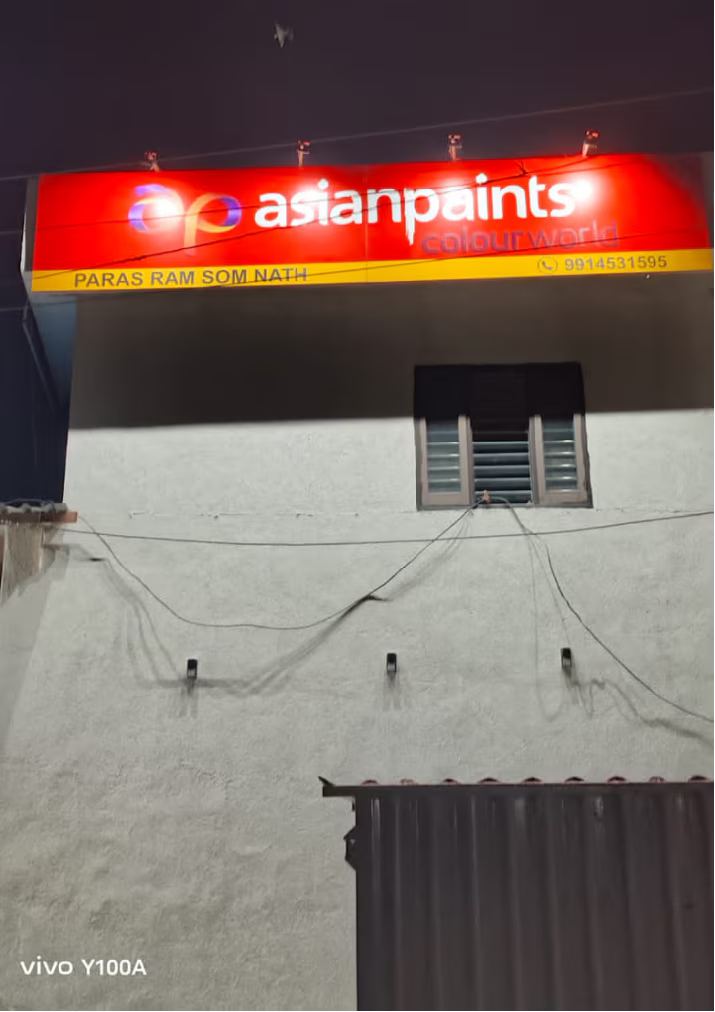 Backlit flex sign board on a shop