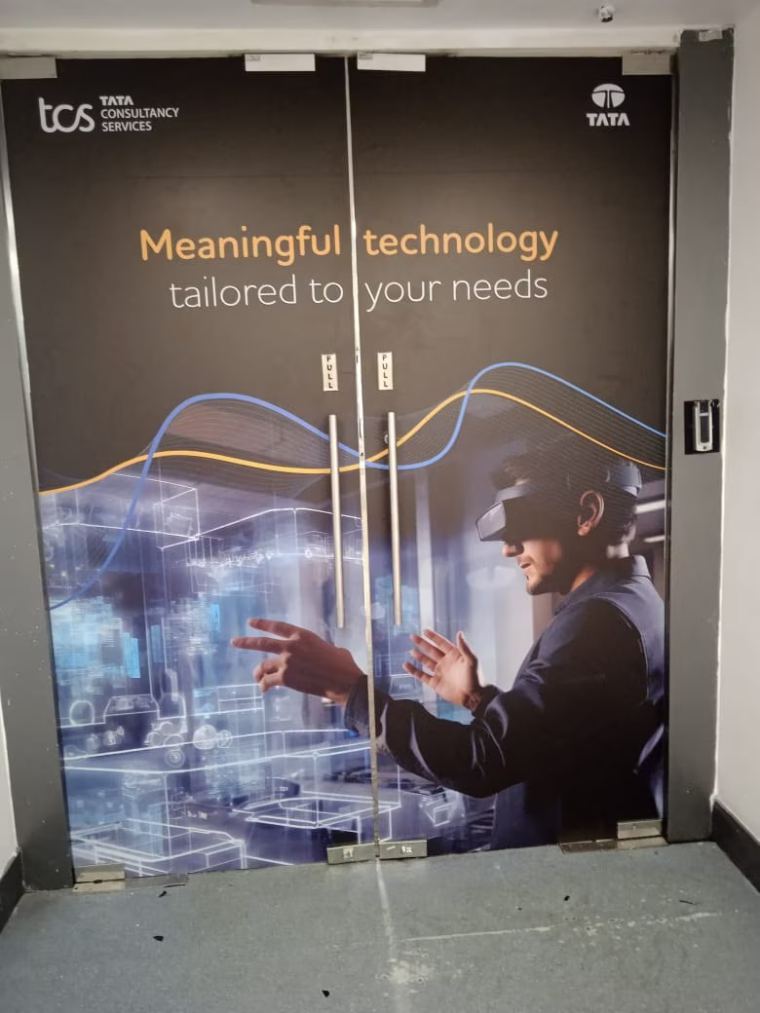 Printed graphic on office glass door – CADMAP, Delhi