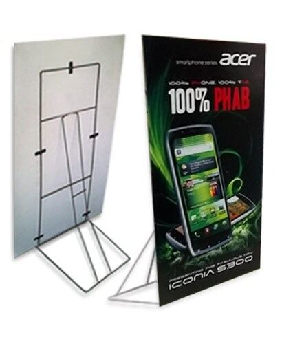 Roll up standee with printed promotional graphic and stand frame